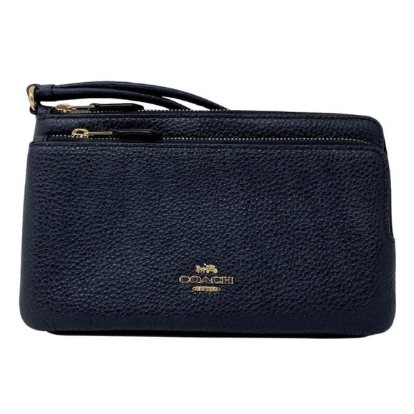 Coach Double Zip Wallet Wristlet – Midnight Navy Blue (C5610) - Picture 1 of 5
